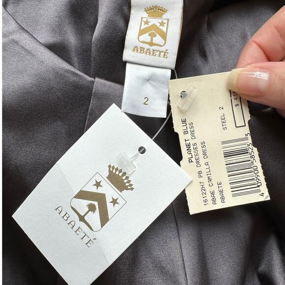 NWT Abaete Silk Gray Purple Black Camilla Sleeveless Colorblock Dress 2 - Picture 5 of 10